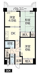 松浜ビル 3DKの間取図画像