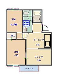 ドミール春日B 2LDKの間取図画像