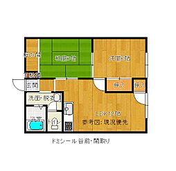 ドミシール谷前 2LDKの間取図画像