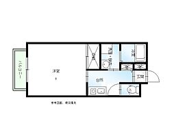 メゾンひまわり 207 2階1Kの間取り