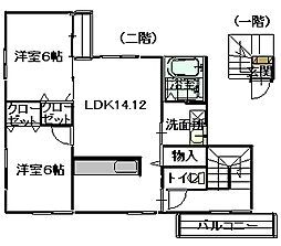 メゾンＫ 2階2LDKの間取り