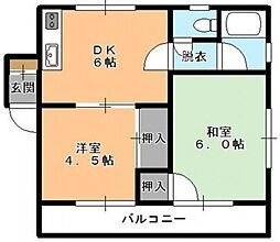 広島電鉄6系統 舟入川口町駅 徒歩5分の賃貸マンション 3階2DKの間取り