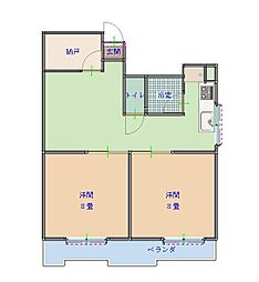 小田ビル 2SLDKの間取図画像