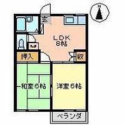 ハイツ栗栖A 2LDKの間取図画像