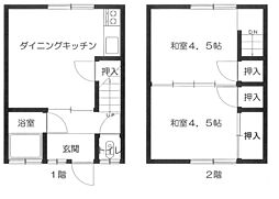 岡本アパート 1階2DKの間取り