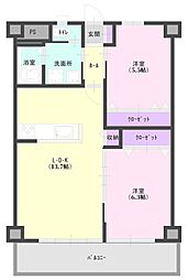 鵜飼ニューハイツ 2LDKの間取図画像