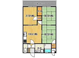 コクサイマンション広中央 3DKの間取図画像