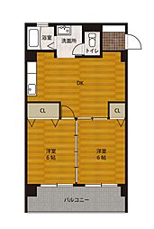 第二星野マンション 2DKの間取図画像