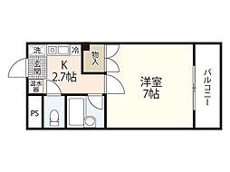 アーバンヒルズ510 1階1Kの間取り
