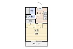 コーポアドバンスB 1Kの間取図画像