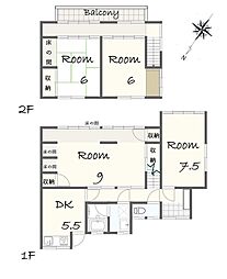 JR山陽本線 三原駅 徒歩23分 4DKの間取り