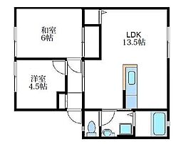サンヴィレッジ新湯野　A棟 1階2LDKの間取り