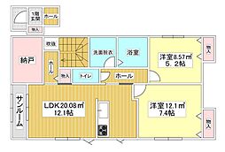 エル シャルール 2LDKの間取図画像