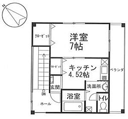バス 広島電鉄バス　丹那町西駅下車 徒歩3分の賃貸マンション 2階1DKの間取り