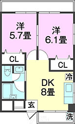 沖縄都市モノレール 奥武山公園駅 徒歩20分の賃貸アパート 3階2DKの間取り