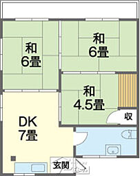 大見アパート 3DKの間取図画像