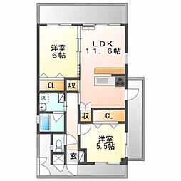フォーシーズンズ 2LDKの間取図画像