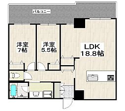 ＲＹＵ：Ｘ　ＴＯＷＥＲ　Ｔｈｅ　ＥＡＳＴ 1031 10階2LDKの間取り