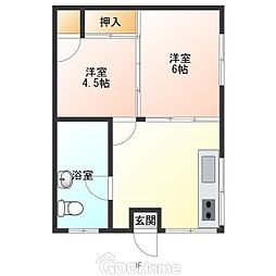 大城アパート 2DKの間取図画像