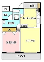 casa GLANZ 上間 1LDKの間取図画像
