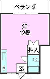 コートシャルマン ワンルームの間取図画像