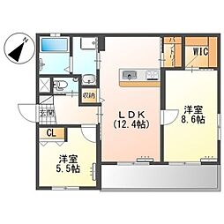 マンション ハイビスカス 2LDKの間取図画像