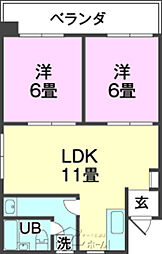 サンライト泊 2LDKの間取図画像