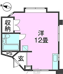 IBA沖縄国際大前第二マンション ワンルームの間取図画像