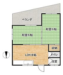波平アパート 2DKの間取図画像