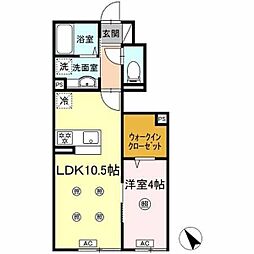 （仮）Ｄ−ＲＯＯＭ高良 103 1階1LDKの間取り