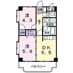 シャトーマーヴェラス 2DKの間取図画像