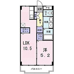 グリーンビサイド・シャボン 1LDKの間取図画像