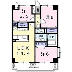 ドリームブライト21 3DKの間取図画像