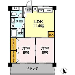 テラスヴェルデA 2LDKの間取図画像