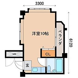 ニューハウジング 2階ワンルームの間取り