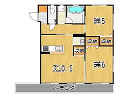 シャトークモト 2LDKの間取図画像