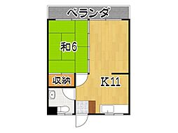 コーポラスタイラA 1LDKの間取図画像