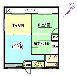 神山マンション 3LDKの間取図画像