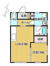 名護市宮里5丁目アパート 1LDKの間取図画像