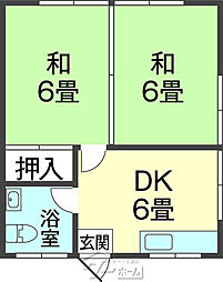 ヨシロービル 2DKの間取図画像