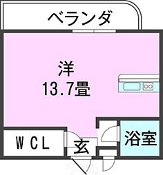 メルソレィユ ワンルームの間取図画像