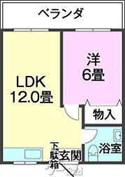 仲程アパート第2 3階2DKの間取り