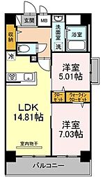 メゾン・クレールモンテ天久（ＤＷ） 401 4階2LDKの間取り