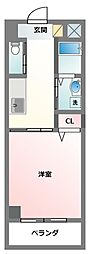 プランドール三原 1Kの間取図画像