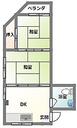嘉手納アパート 2DKの間取図画像