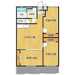 ＮＫＤ 202 2階3DKの間取り