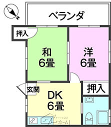 具志堅アパート 2DKの間取図画像