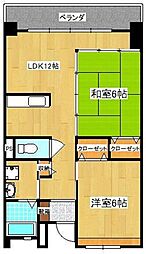コーラル下門 4階2LDKの間取り