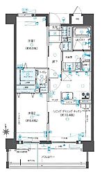 ワイズエステムコート北谷伊平イースト 2階2LDKの間取り