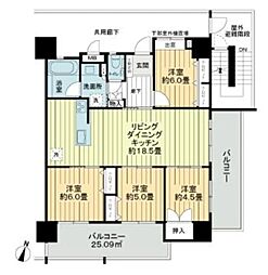 プレサンスロジェ牧港レーヴタワー 4LDKの間取図画像